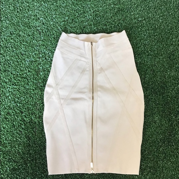 Nude Bandage Skirt with gold zipper - Picture 2 of 8